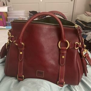 Dooney & Bourke Florentine Satchel Burgundy. Please see photo for description.